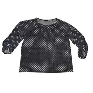 Banana Republic Black &‎ White Polka Dot 3/4 Sleeve Pullover Shirt L Stretch NWT